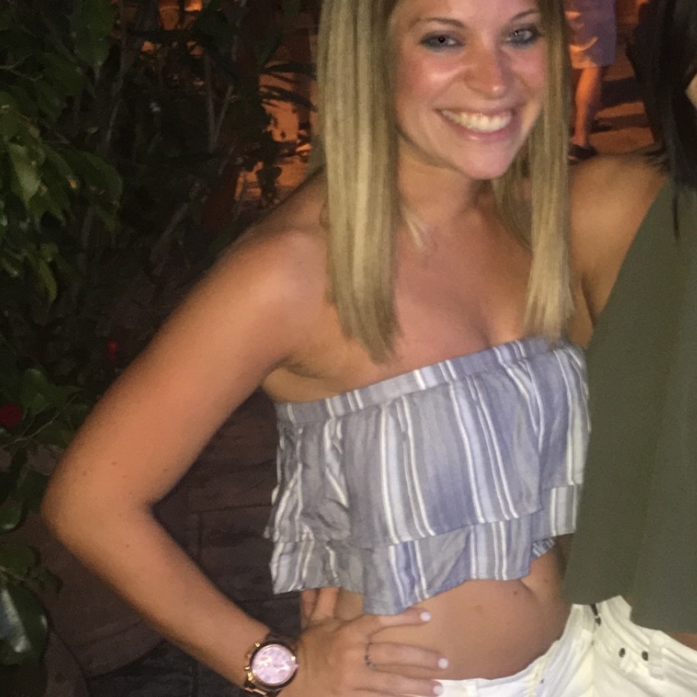 Strapless Cropped Stripped Tank